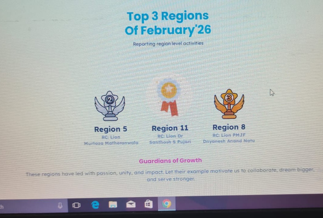 February  Month Our Region in Top 1 Position.