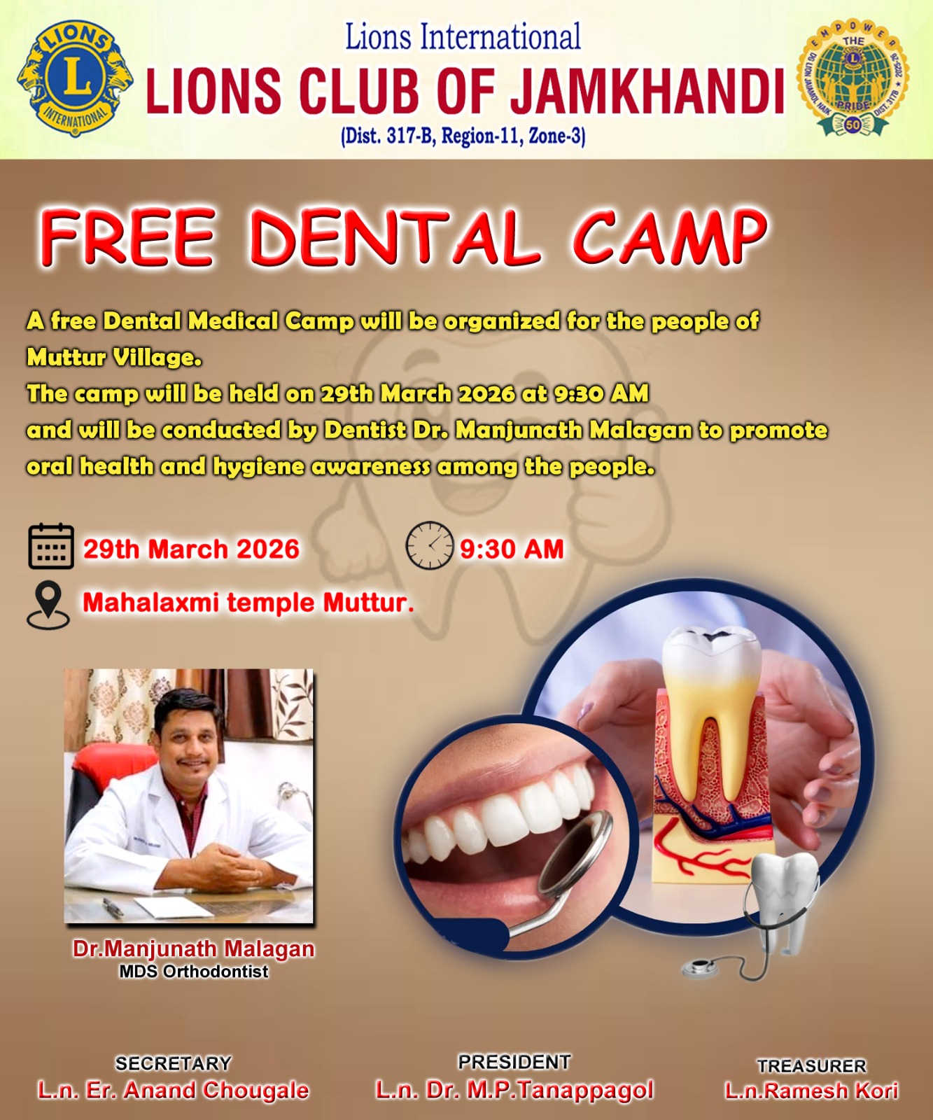 Free Dental Medical Camp at Muttur Village