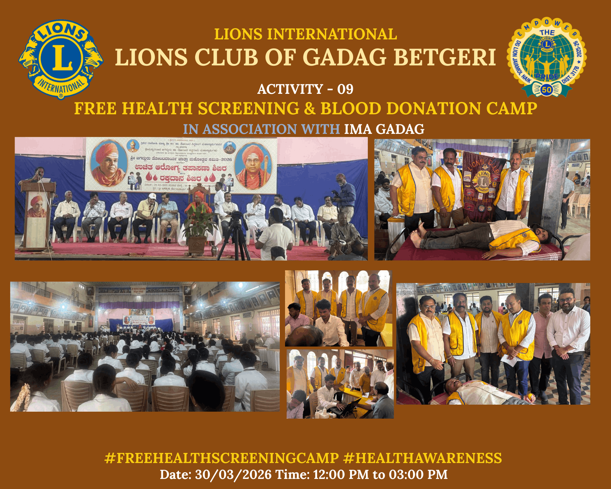 Free Health Check Up and Blood Donation Camp