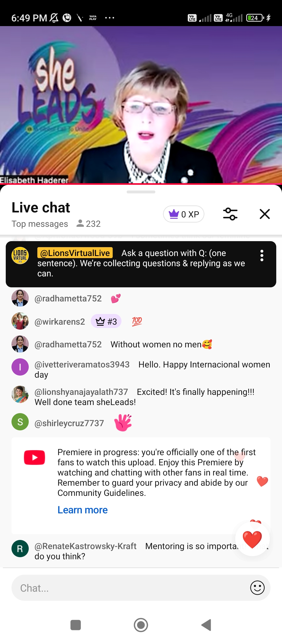 Attended She Leads A Online Symosium on Women Day with International President the Chief Guest with Other Dignitaries