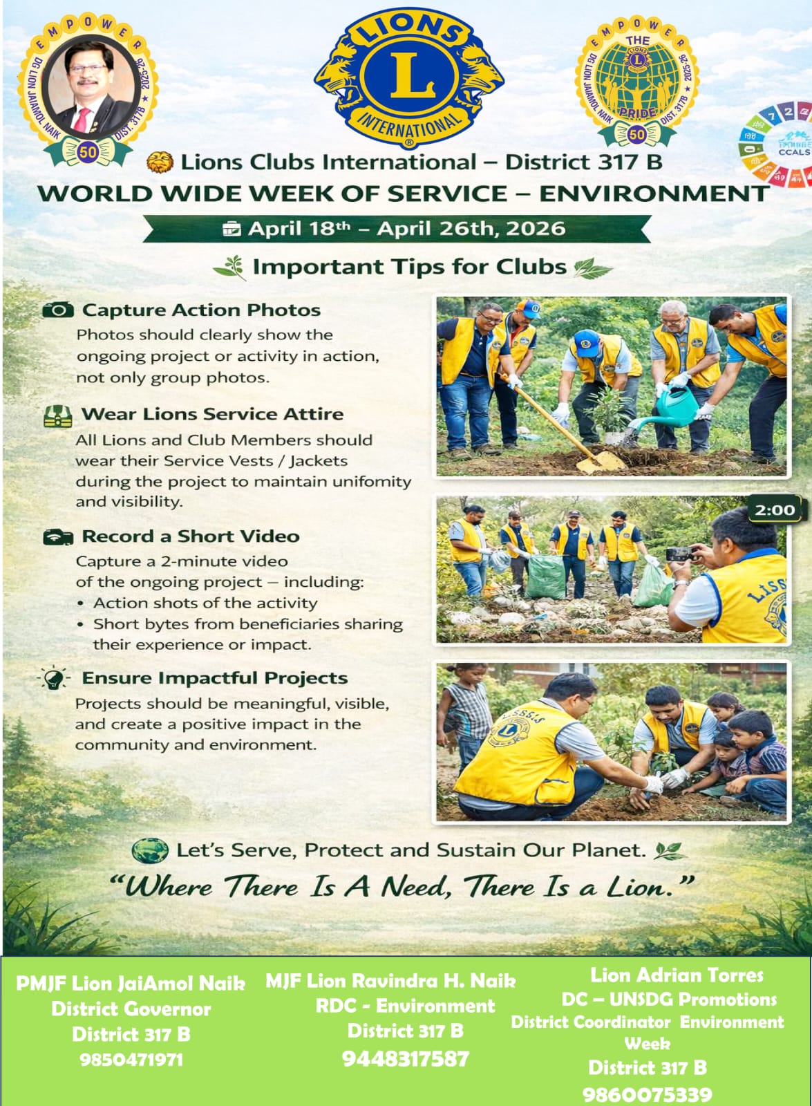 The Do's For The World Wide Week Of Service Environment Week with Use of Service Jackets, Action Photos and Muh More