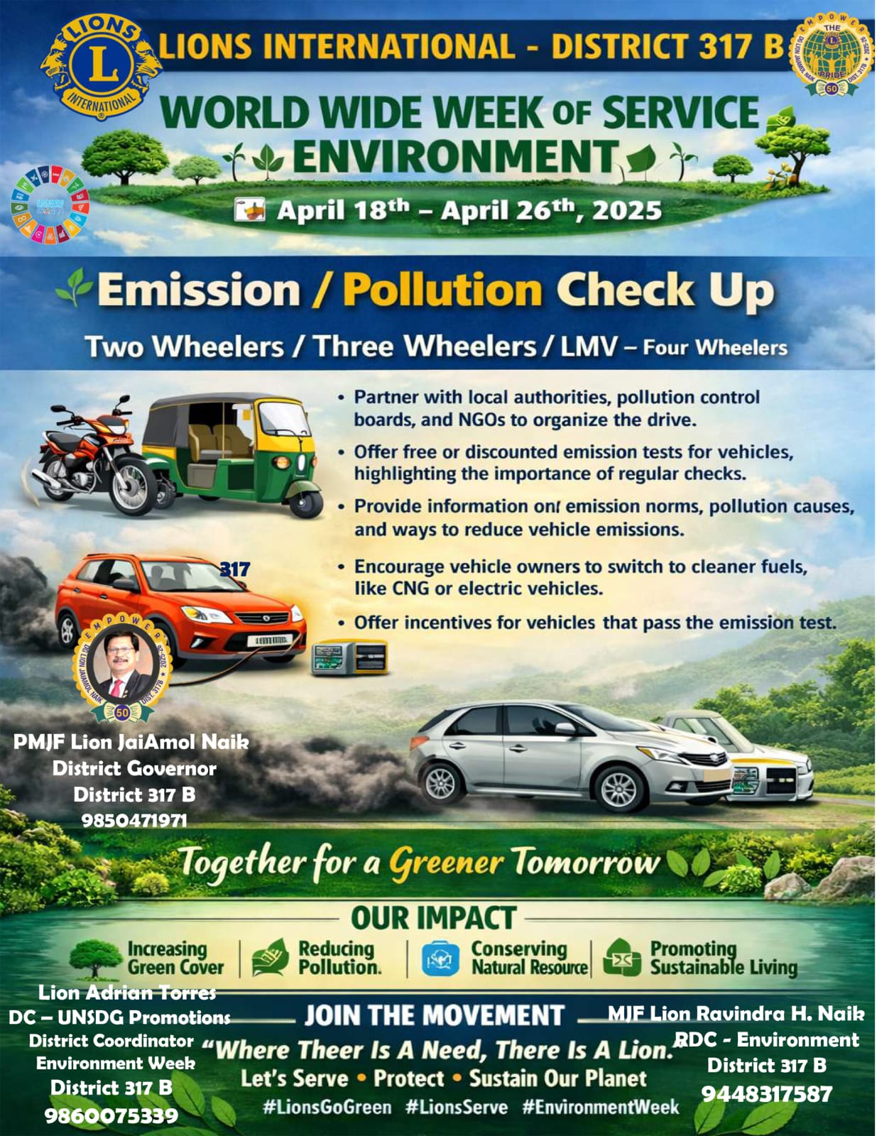 Emission Pollution Check For Clubs Under Environment Week. Promotions to its Best