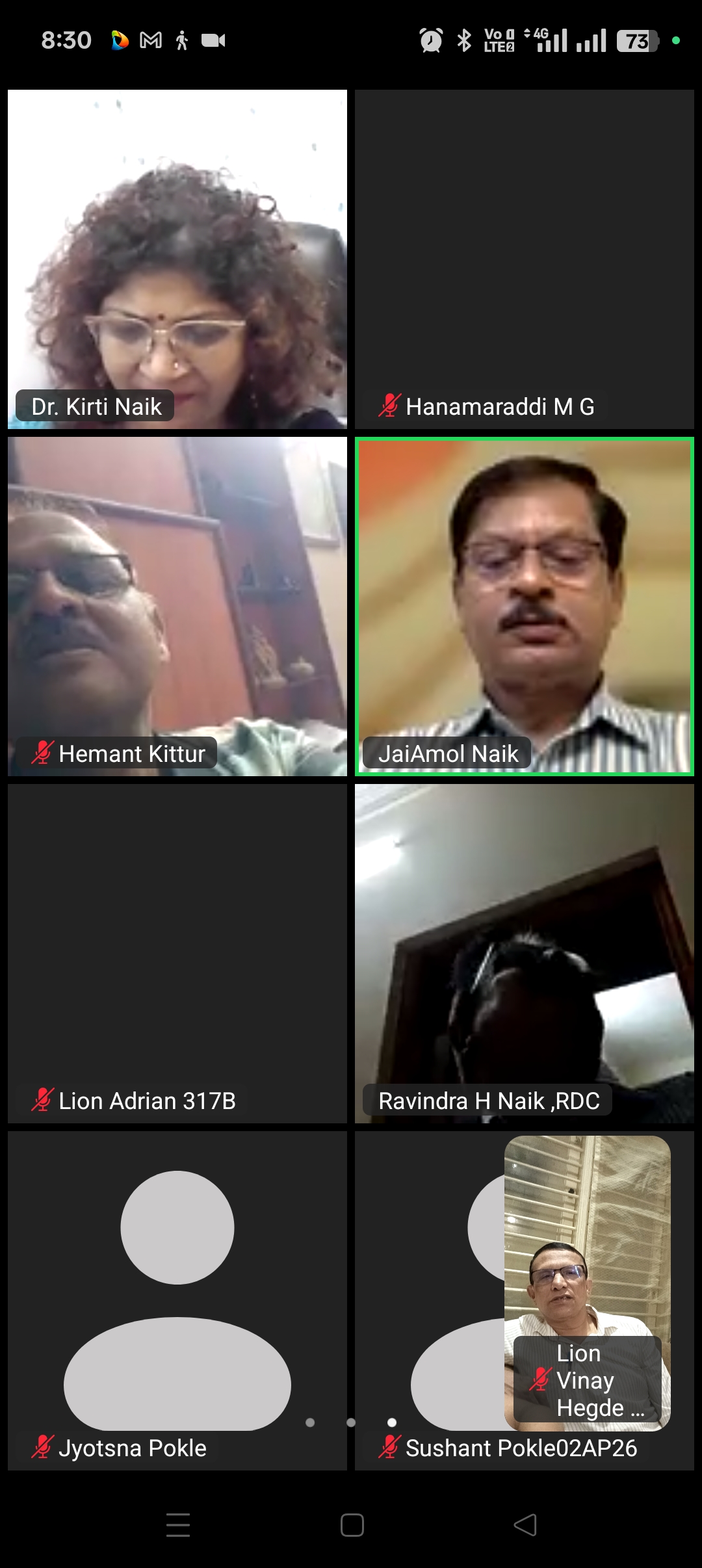ATTENDENCE AT ZOOM MEETING CALLED BY DISTRCIT GOVERNOR