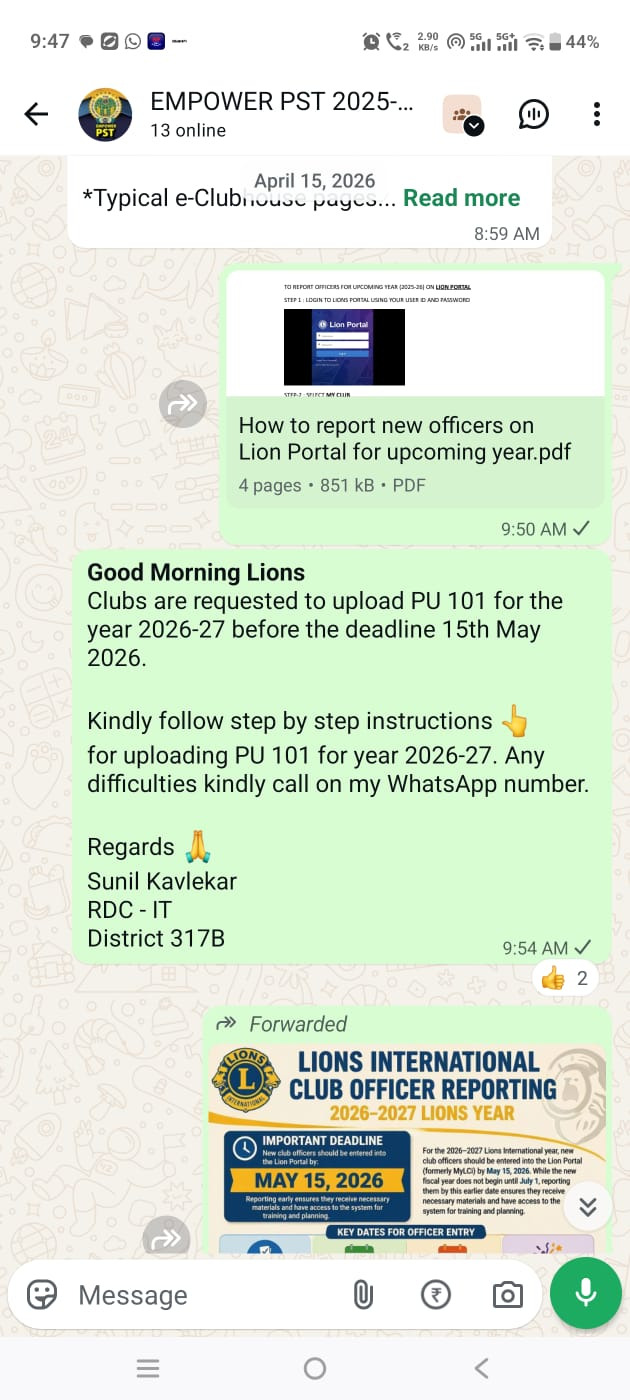 Circulation of Step to Step Guide for Clus to understand How to report New officers for the yer 2026-27