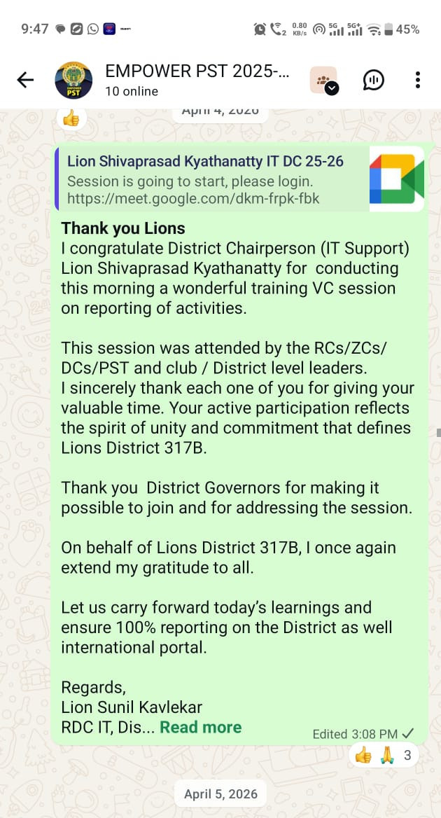 Conducted Online Video Conference Training on How to report Activities on Lions International and District Portal