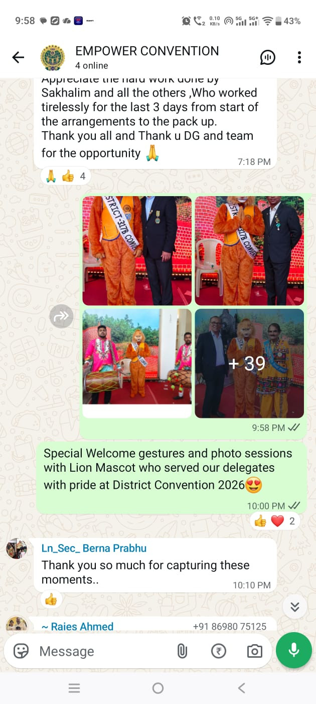 PHOTO SESSION WITH LION MASCOT ON INAUGRAL DAY OF DISTRICT CONVENTION 2026